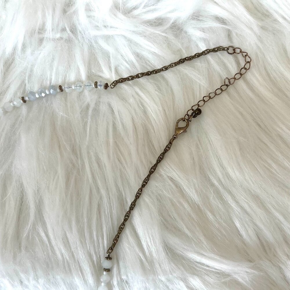 White, Gold, and Blue Tassel Necklace - Picture 3 of 3